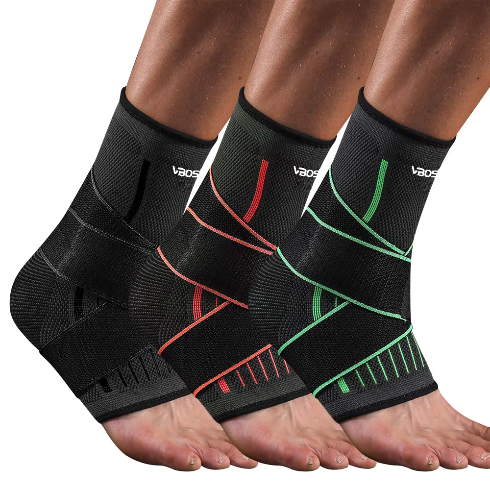 Elastic Ankle Support Compression Sleeve Adjustable Foot Brace for Sports & Exercise