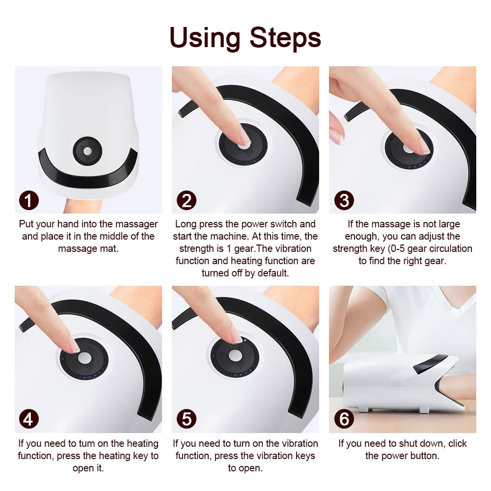 InzysJointRelief – Electric Heated Compression Hand Massager Device for Finger, Wrist & Palm Relief, Smart Acupressure Therapy for Pain, Stress & Circulation