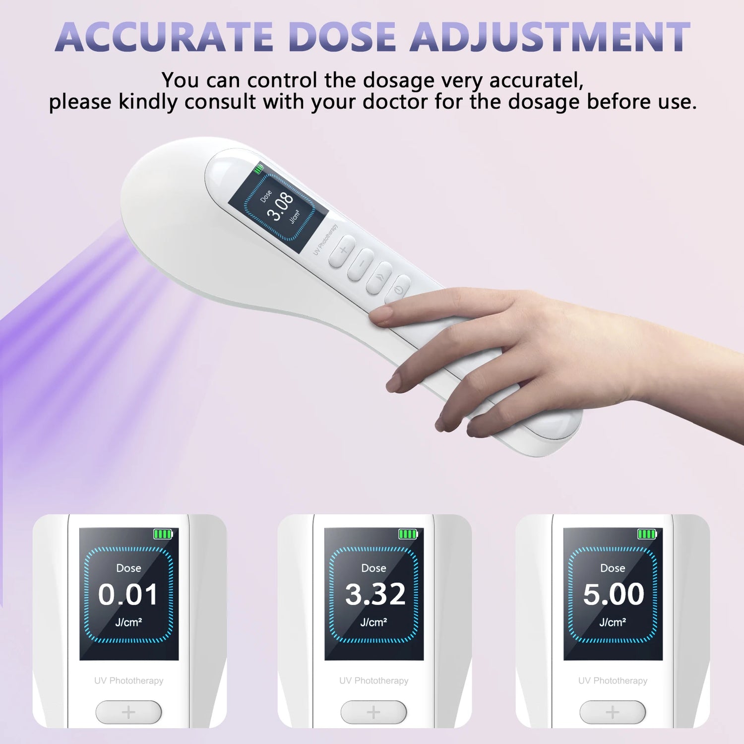 InzysJointRelief - 308nm UVB Lamp for Vitiligo Phototherapy Light Therapy for Psoriasis