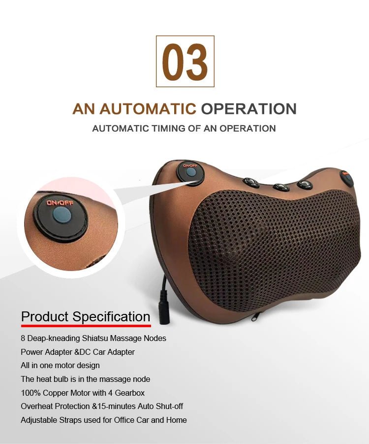 InzysJointRelief - Heated Neck & Lower Back Massage Pillow - InzysJointRelief