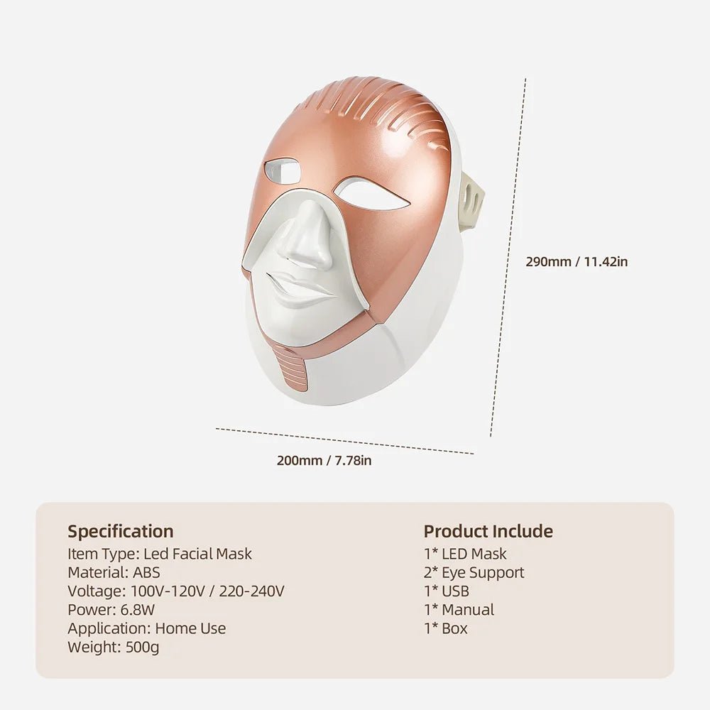 Wireless LED Facial Mask – 7 Color Photon Light Therapy Skin Care Machine - InzysJointRelief