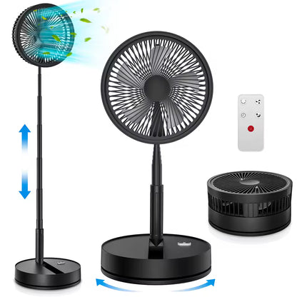 InzysJointRelief - Foldable Portable Standing Fan 7200mAh USB Rechargeable, Telescopic Quiet Desktop Fan, 4 Speed with Remote