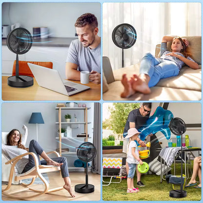 InzysJointRelief - Foldable Portable Standing Fan 7200mAh USB Rechargeable, Telescopic Quiet Desktop Fan, 4 Speed with Remote