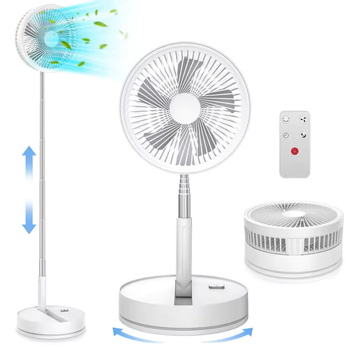 InzysJointRelief - Foldable Portable Standing Fan 7200mAh USB Rechargeable, Telescopic Quiet Desktop Fan, 4 Speed with Remote