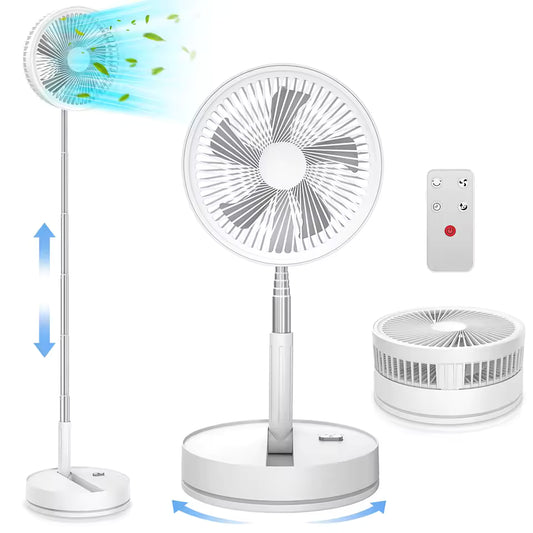 InzysJointRelief - Foldable Portable Standing Fan 7200mAh USB Rechargeable, Telescopic Quiet Desktop Fan, 4 Speed with Remote