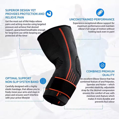 Elbow Compression Sleeve Support Brace Arm Warmers Arthritis Pain Relief Sport Bandage
