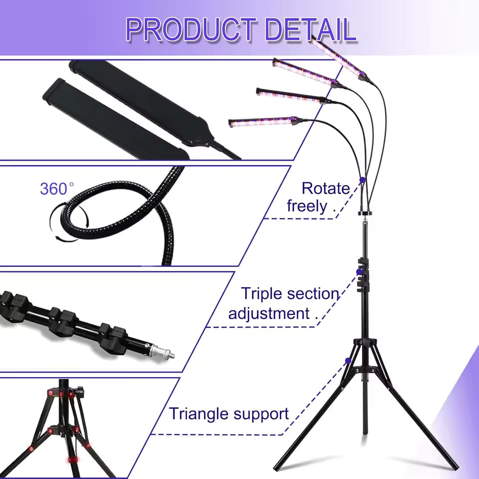 InzysJointRelief - 360° 4-Head Blue Light Tanning Lamp 60W – 432 LED Solarium Machine 460nm 490nm