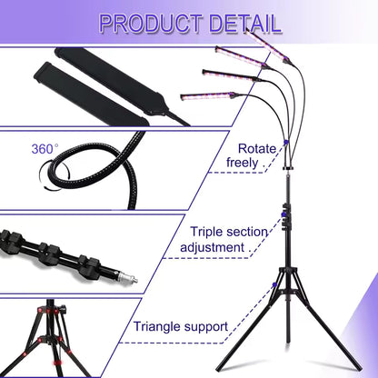 InzysJointRelief - 360° 4-Head Blue Light Tanning Lamp 60W – 432 LED Solarium Machine 460nm 490nm