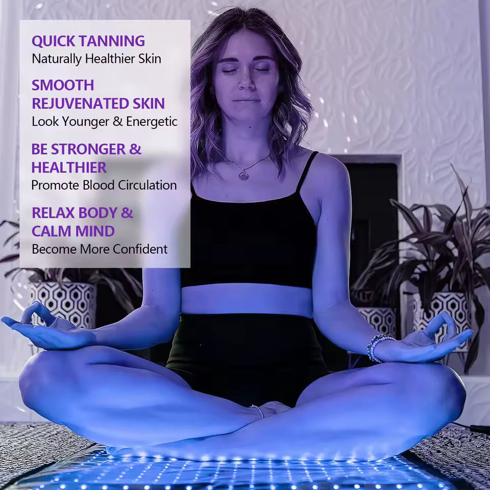 InzysJointRelief - Full Body Tanning Mat 100x60cm – 360 Blue Light LEDs 460–490nm UV-Free Solarium Lamp Pad