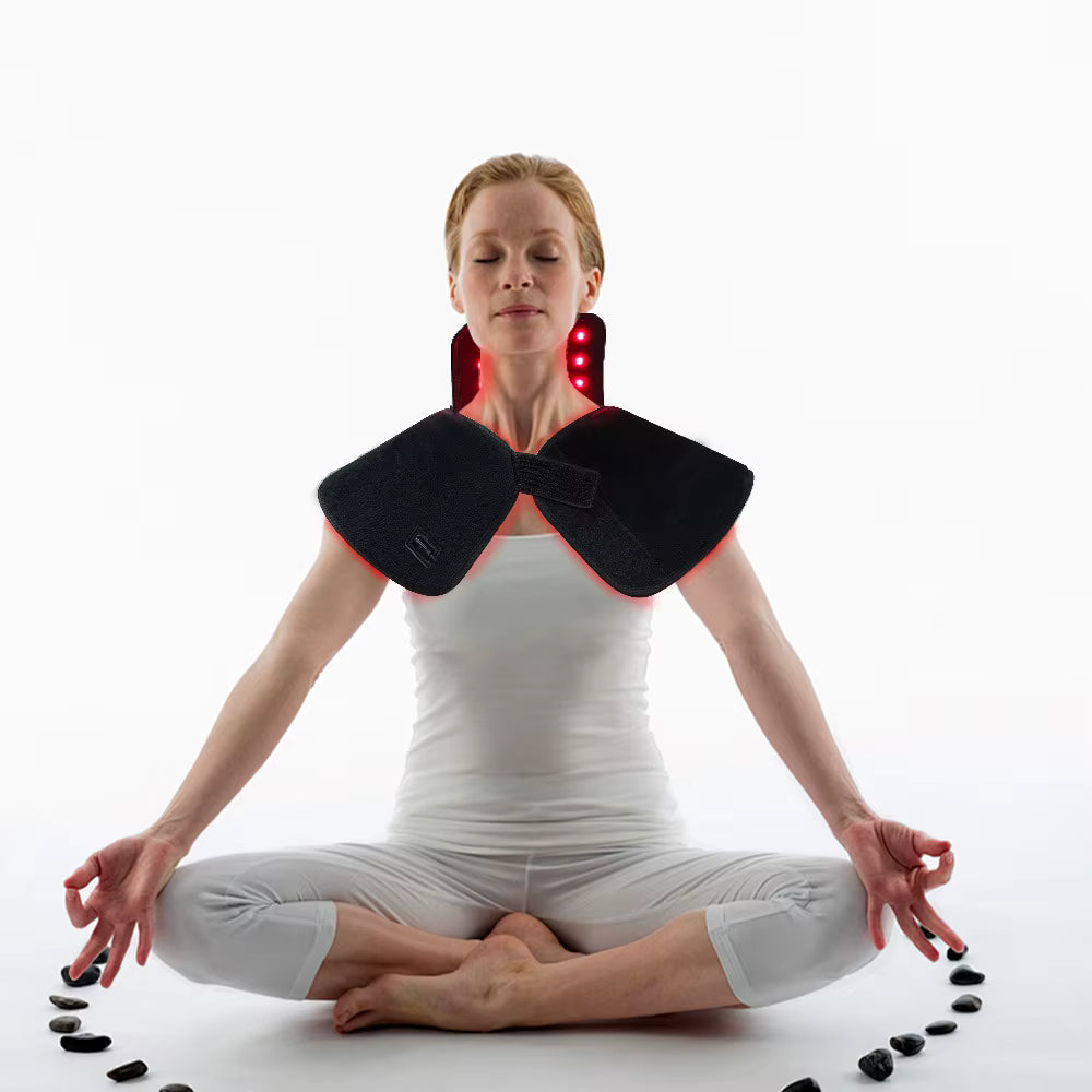 InzysJointRelief - Red Light Therapy Neck & Shoulder Wrap 660nm/850nm Infrared Heating Therapy