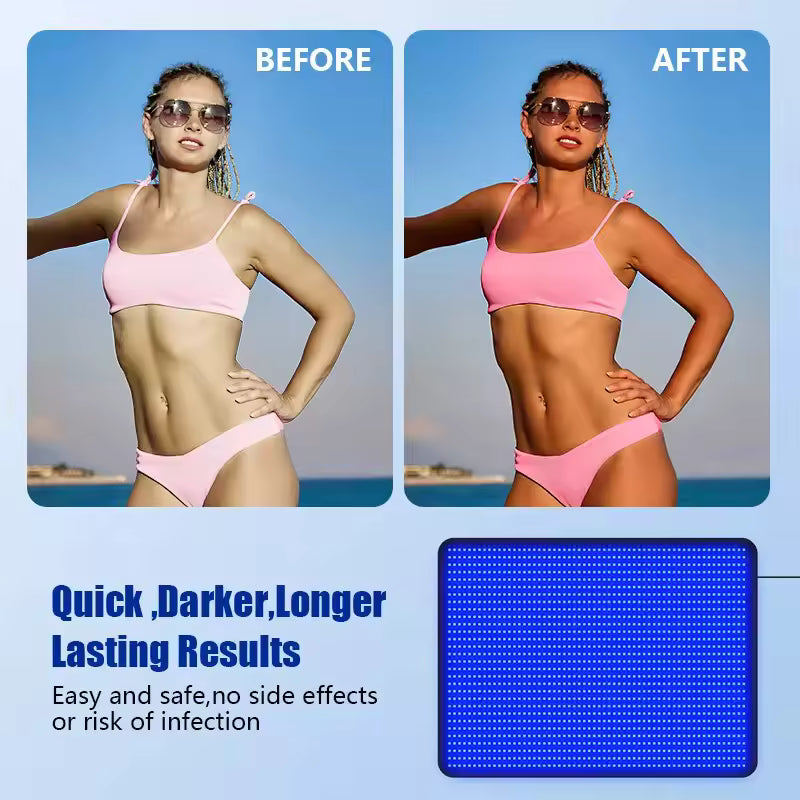 InzysJointRelief - Full Body Tanning Mat 100x60cm – 360 Blue Light LEDs 460–490nm UV-Free Solarium Lamp Pad