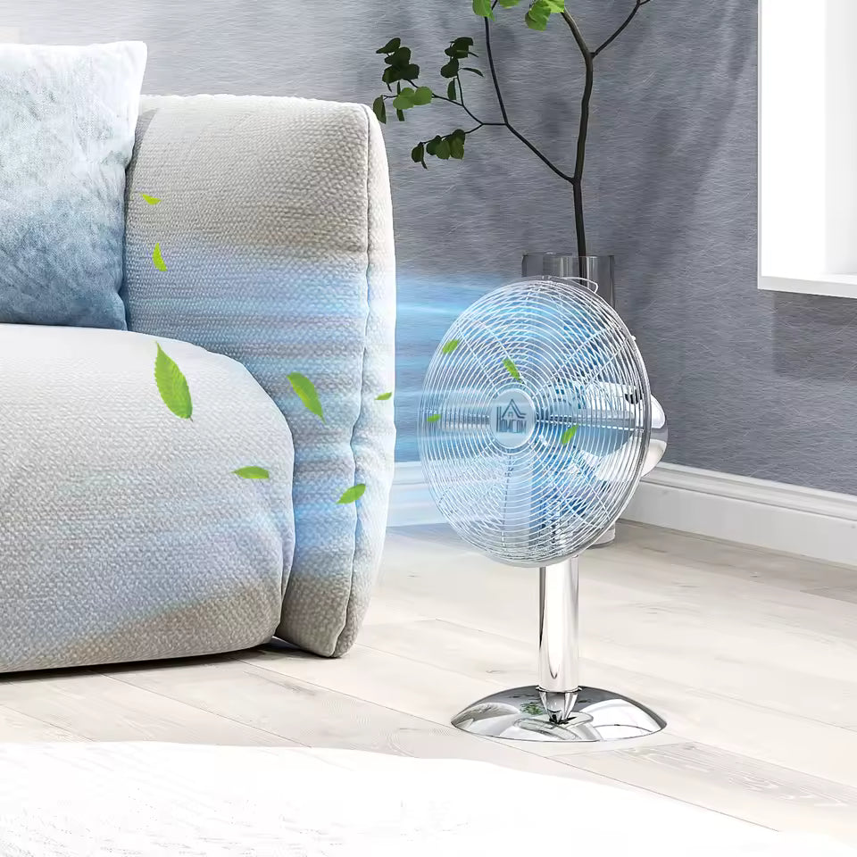 InzysJointRelief - 12 Inch Oscillating Metal Desk Fan, 3 Speed Adjustable, Quiet Table Fan for Home & Office