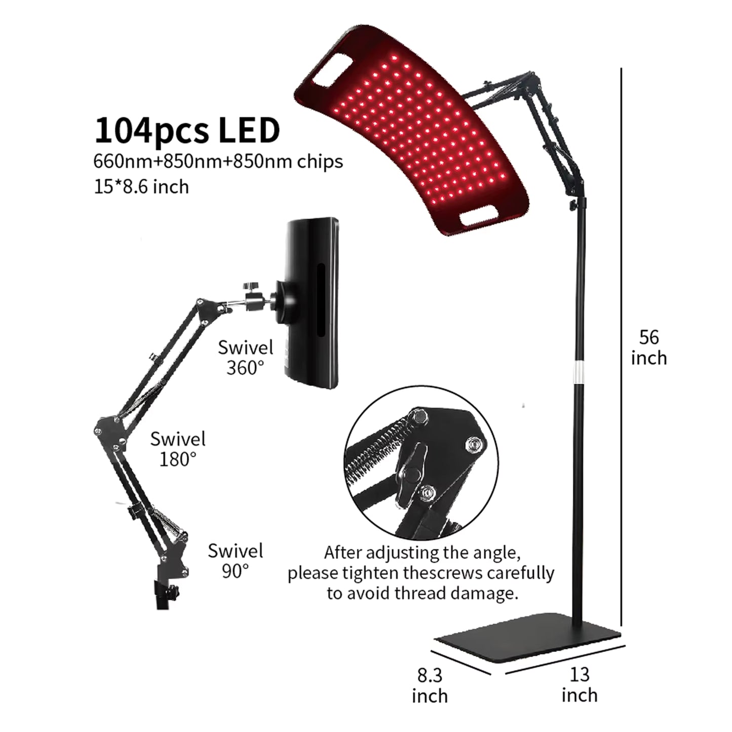 InzysJointRelief - Red Light Therapy Panel with Stand – 660nm Red Light & 850nm Near Infrared