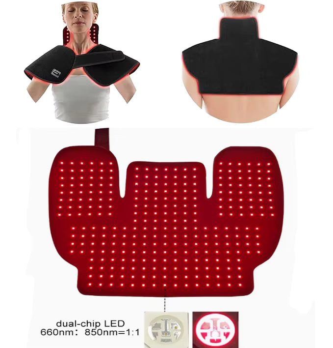InzysJointRelief - Red Light Therapy Neck & Shoulder Wrap 660nm/850nm Infrared Heating Therapy