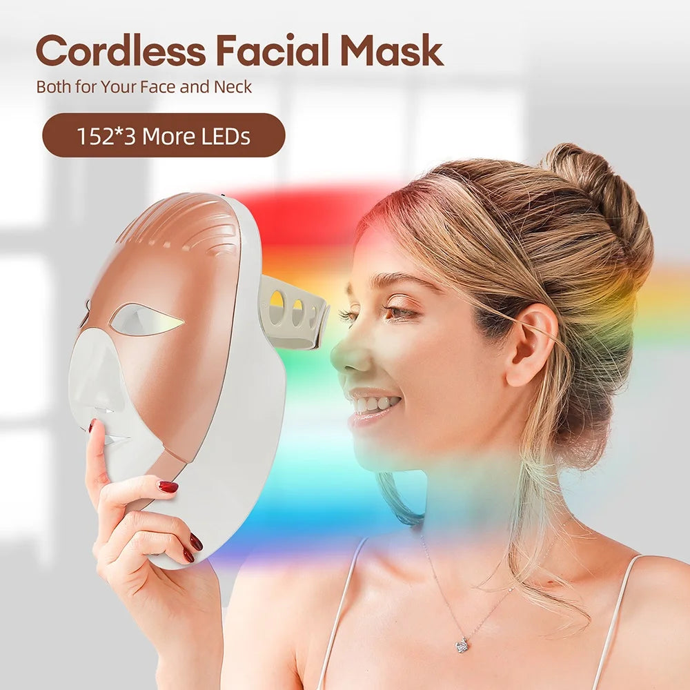 Wireless LED Facial Mask – 7 Color Photon Light Therapy Skin Care Machine
