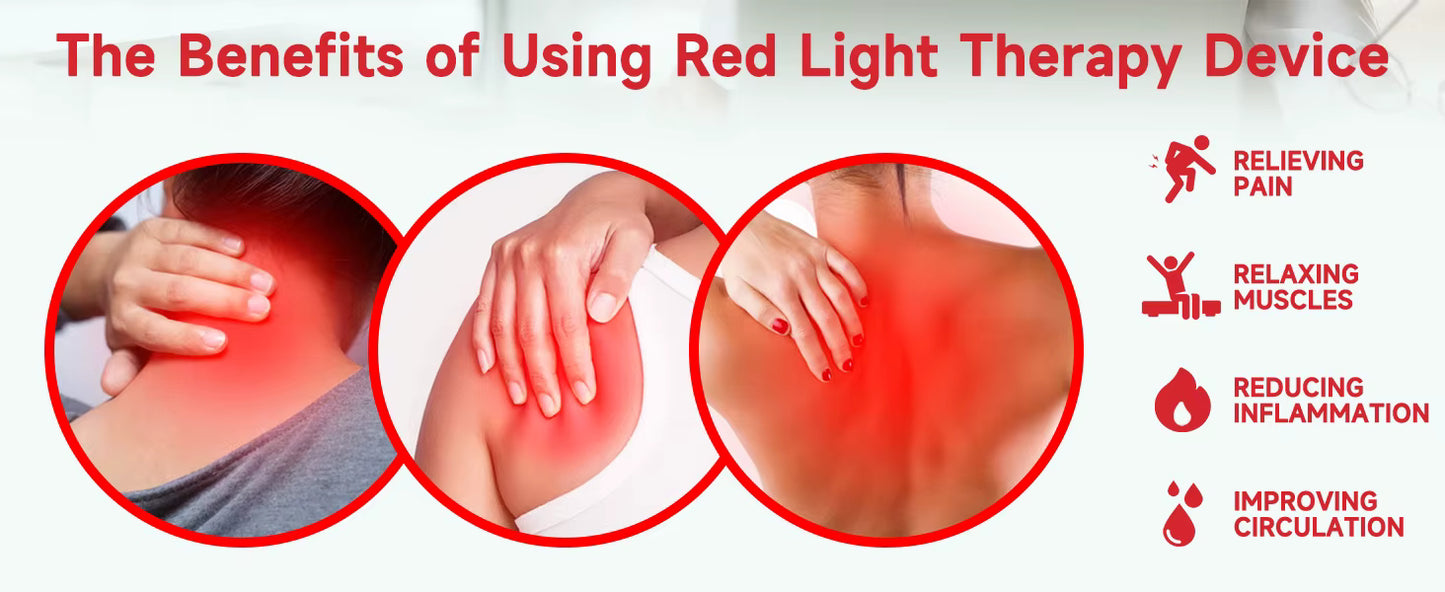 InzysJointRelief - Red Light Therapy Neck & Shoulder Wrap 660nm/850nm Infrared Heating Therapy