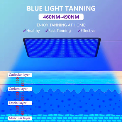 InzysJointRelief - Full Body Tanning Mat 100x60cm – 360 Blue Light LEDs 460–490nm UV-Free Solarium Lamp Pad