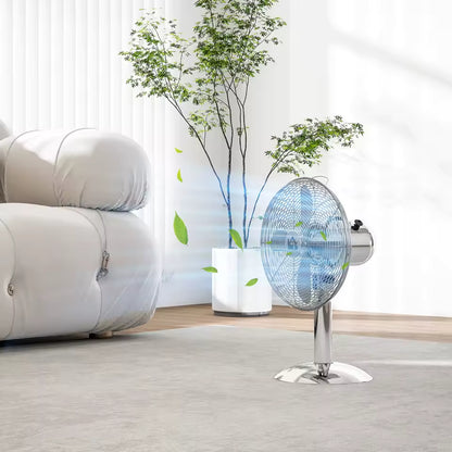 InzysJointRelief - 12 Inch Oscillating Metal Desk Fan, 3 Speed Adjustable, Quiet Table Fan for Home & Office