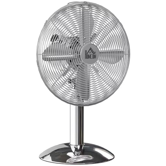 InzysJointRelief - 12 Inch Oscillating Metal Desk Fan, 3 Speed Adjustable, Quiet Table Fan for Home & Office