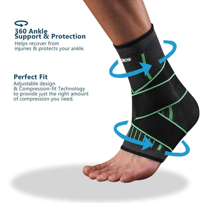 Elastic Ankle Support Compression Sleeve Adjustable Foot Brace for Sports & Exercise