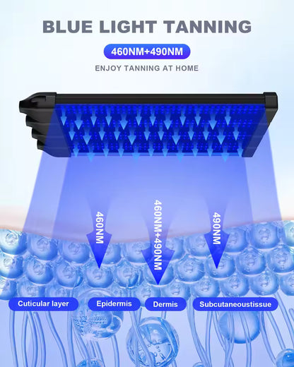 InzysJointRelief - 360° 4-Head Blue Light Tanning Lamp 60W – 432 LED Solarium Machine 460nm 490nm
