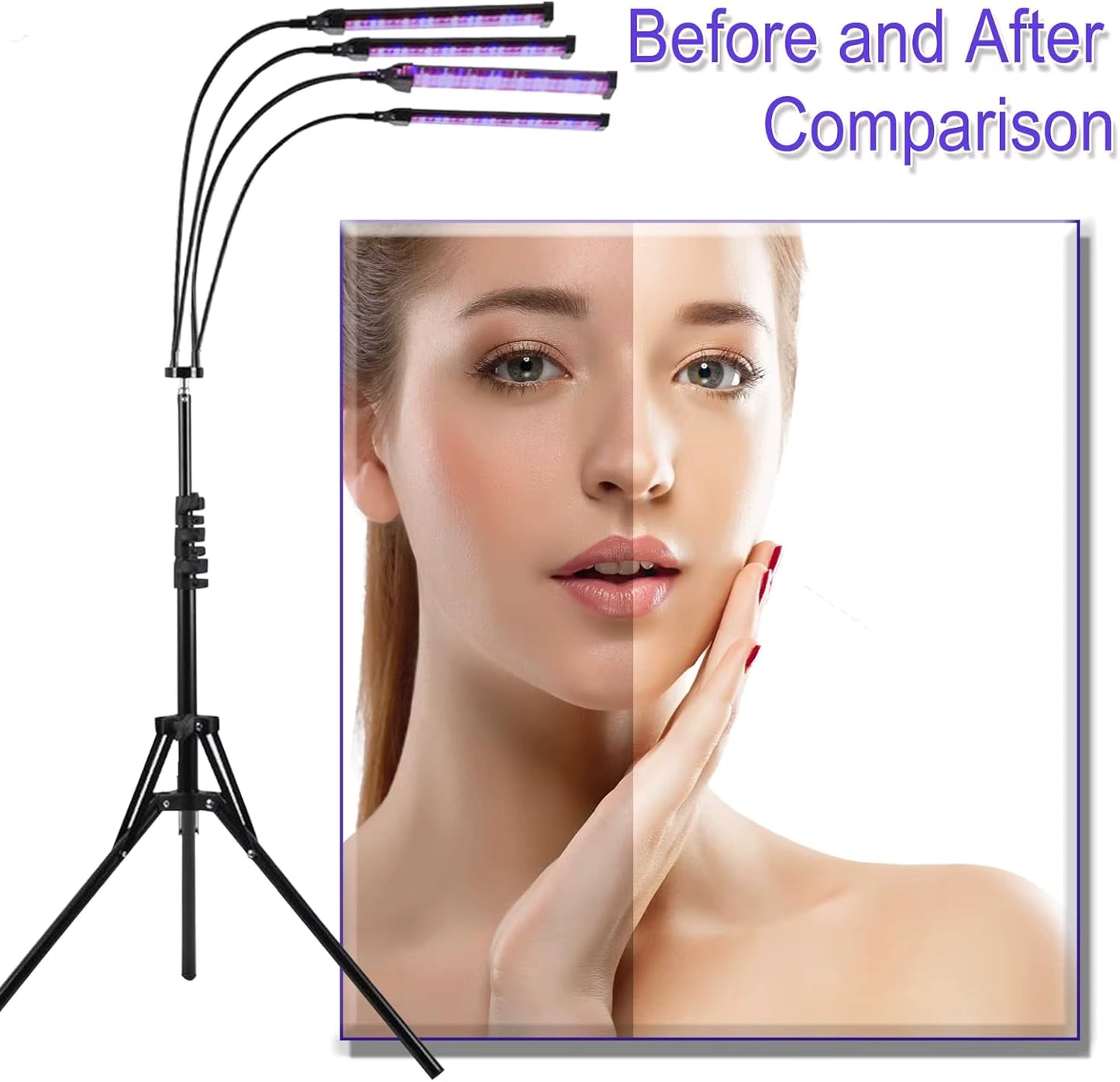 InzysJointRelief - 360° 4-Head Blue Light Tanning Lamp 60W – 432 LED Solarium Machine 460nm 490nm