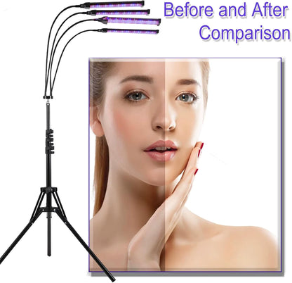 InzysJointRelief - 360° 4-Head Blue Light Tanning Lamp 60W – 432 LED Solarium Machine 460nm 490nm