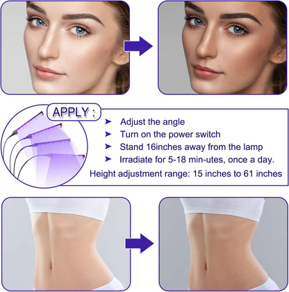 InzysJointRelief - 360° 4-Head Blue Light Tanning Lamp 60W – 432 LED Solarium Machine 460nm 490nm