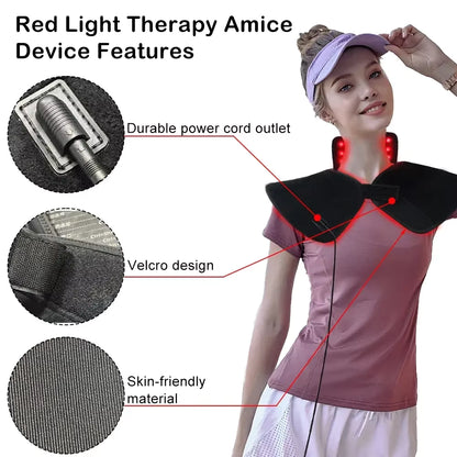 InzysJointRelief - Red Light Therapy Neck & Shoulder Wrap 660nm/850nm Infrared Heating Therapy