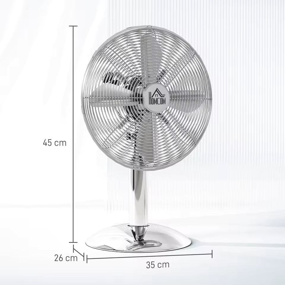 InzysJointRelief - 12 Inch Oscillating Metal Desk Fan, 3 Speed Adjustable, Quiet Table Fan for Home & Office