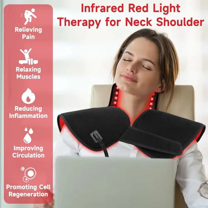 InzysJointRelief - Red Light Therapy Neck & Shoulder Wrap 660nm/850nm Infrared Heating Therapy