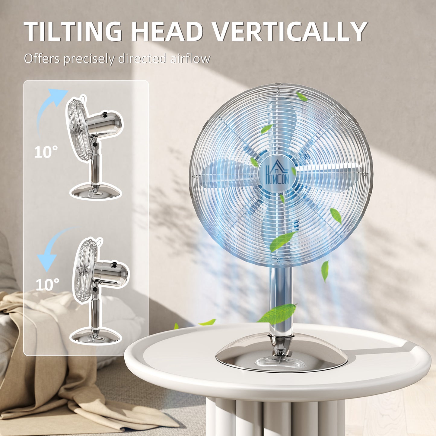 InzysJointRelief - 12 Inch Oscillating Metal Desk Fan, 3 Speed Adjustable, Quiet Table Fan for Home & Office