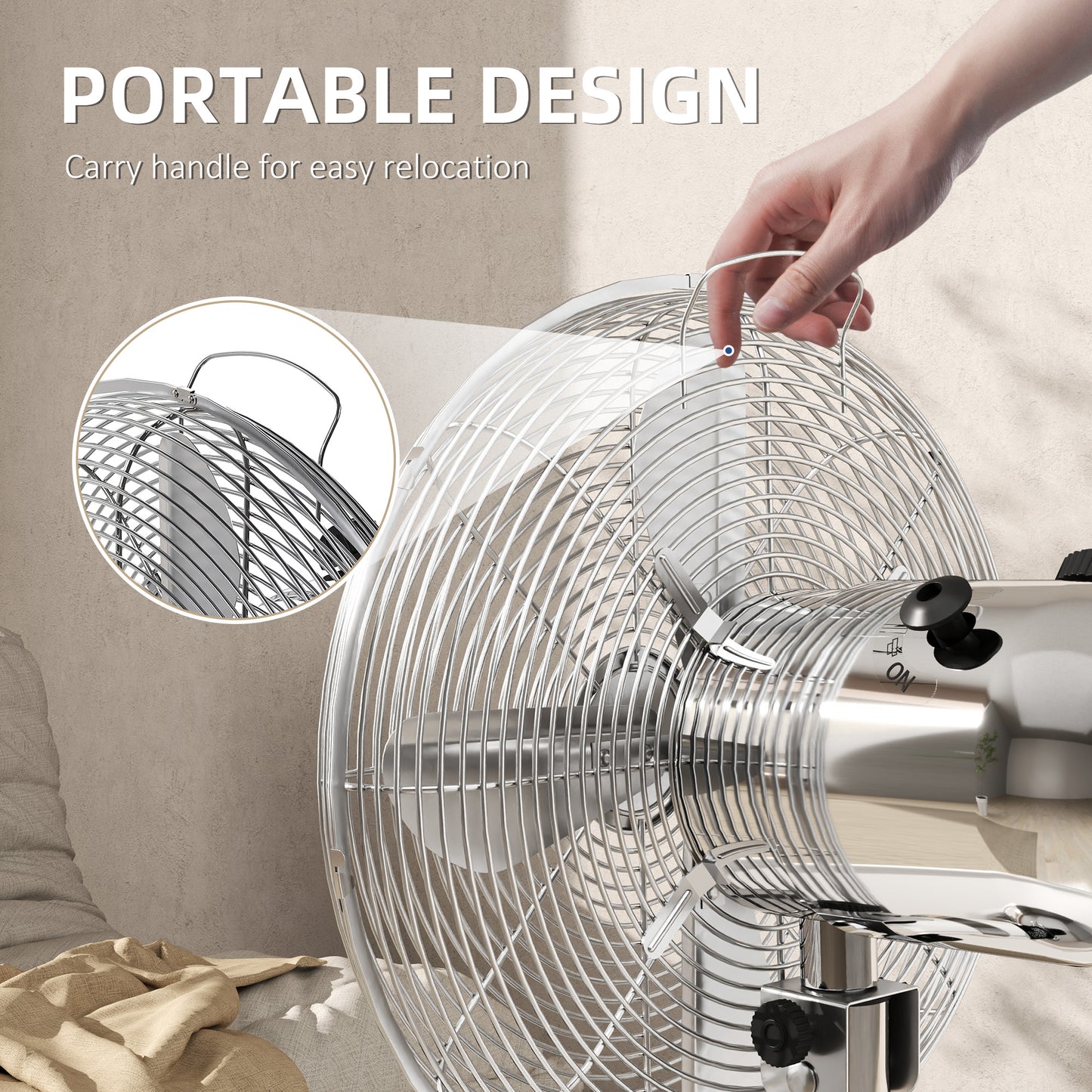 InzysJointRelief - 12 Inch Oscillating Metal Desk Fan, 3 Speed Adjustable, Quiet Table Fan for Home & Office