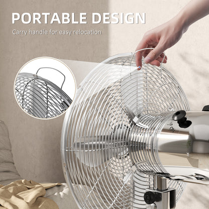 InzysJointRelief - 12 Inch Oscillating Metal Desk Fan, 3 Speed Adjustable, Quiet Table Fan for Home & Office