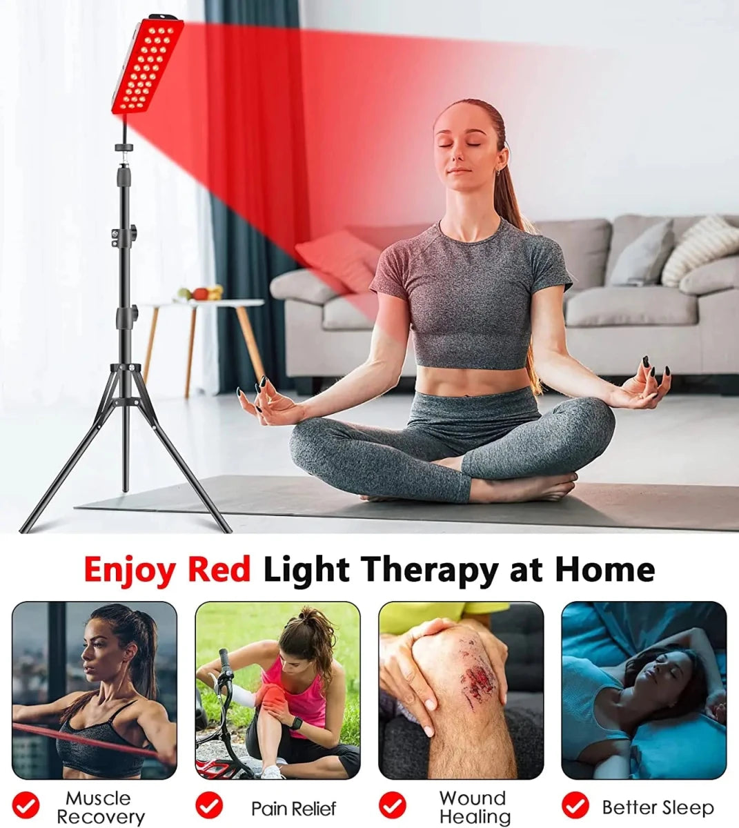 LED Red Light Therapy Lamp for Full Body & Face, Near Infrared Heat for Muscle & Joint Relief, Skin & Beauty Wellness Device