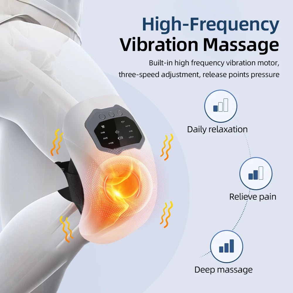 Smart Knee Massager with Infrared Heat & Vibration, Hot Compress for Knee, Elbow & Shoulder Pain Relief Therapy