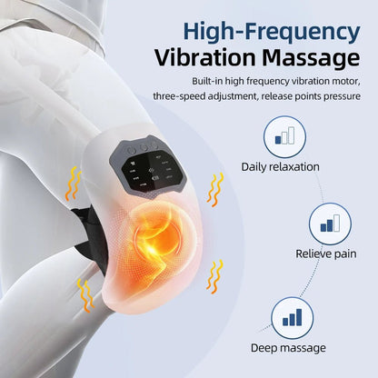 Smart Knee Massager with Infrared Heat & Vibration, Hot Compress for Knee, Elbow & Shoulder Pain Relief Therapy