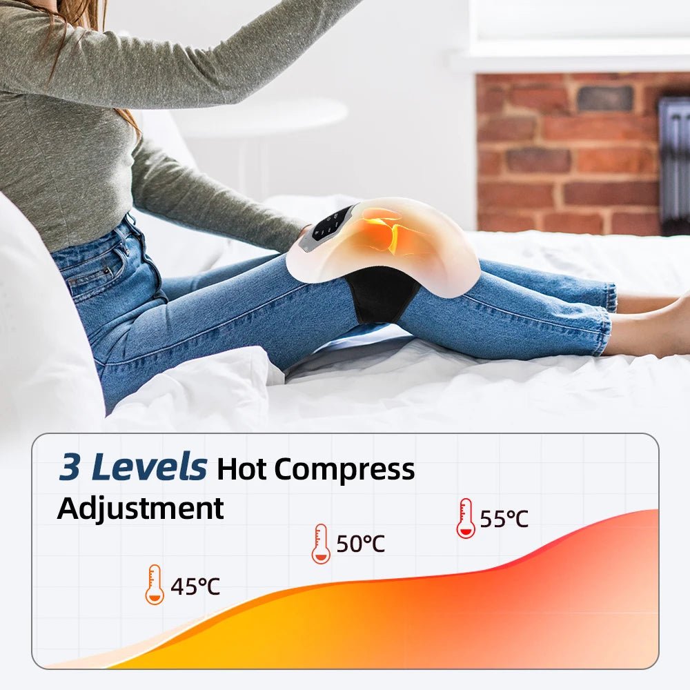 Smart Knee Massager with Infrared Heat & Vibration, Hot Compress for Knee, Elbow & Shoulder Pain Relief Therapy