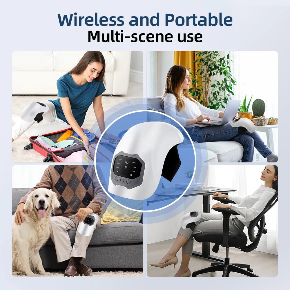 Smart Knee Massager with Infrared Heat & Vibration, Hot Compress for Knee, Elbow & Shoulder Pain Relief Therapy