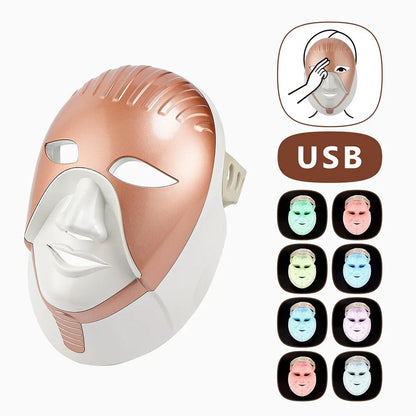 Wireless LED Facial Mask – 7 Color Photon Light Therapy Skin Care Machine - InzysJointRelief