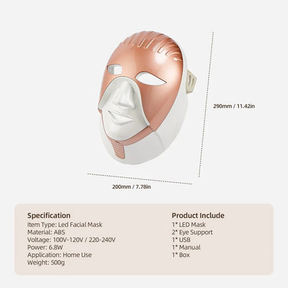 Wireless LED Facial Mask – 7 Color Photon Light Therapy Skin Care Machine - InzysJointRelief