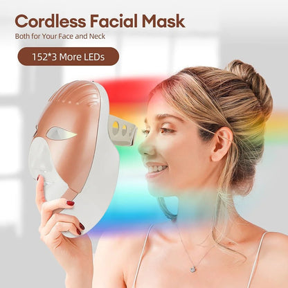 Wireless LED Facial Mask – 7 Color Photon Light Therapy Skin Care Machine - InzysJointRelief