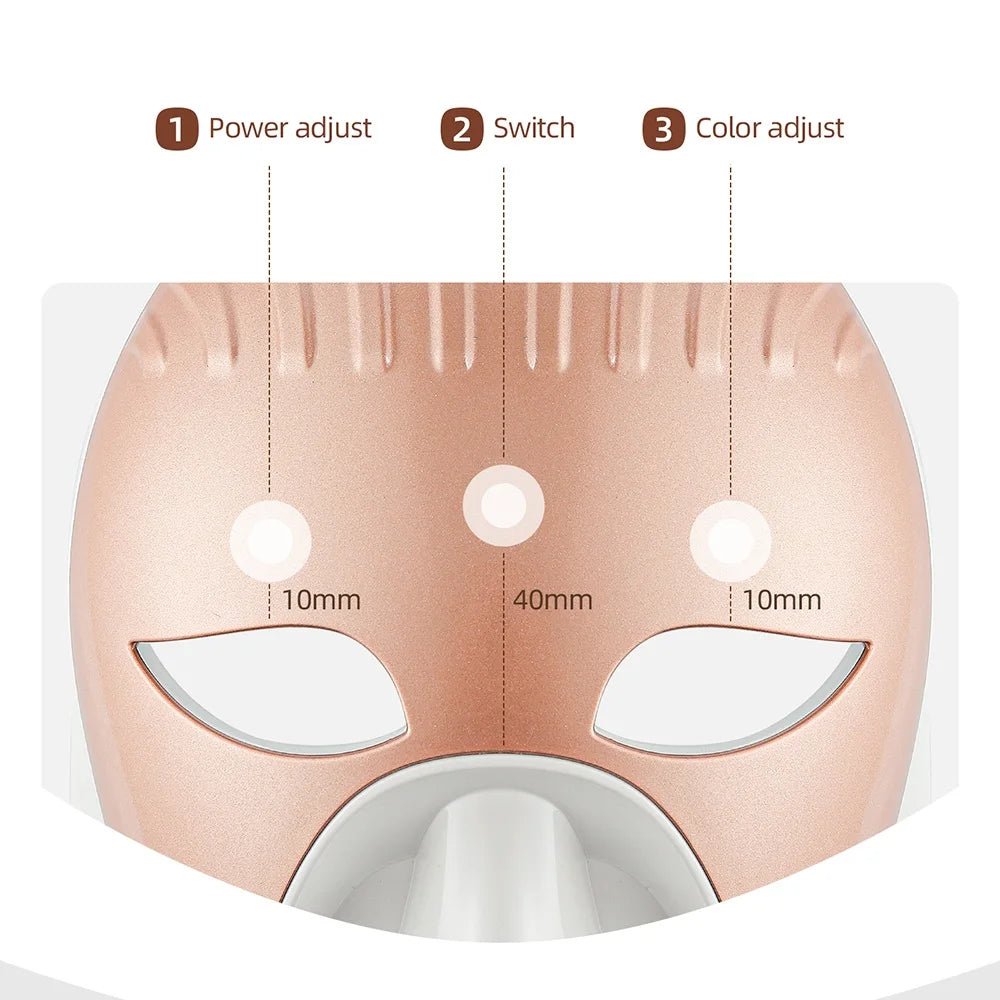 Wireless LED Facial Mask – 7 Color Photon Light Therapy Skin Care Machine - InzysJointRelief
